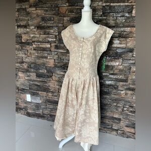 Sea Tan and Cream Buttoned Midi Sundress